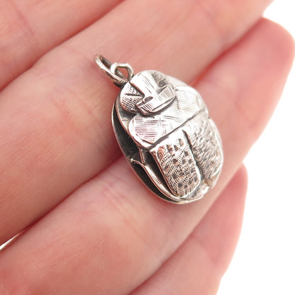 800 Silver Vintage Egyptian Scarab Oxidized Charm Pendant