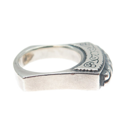 BRIGHTON 925 Sterling Silver Vintage Modernist Ribbed Oxidized Ring Size 7