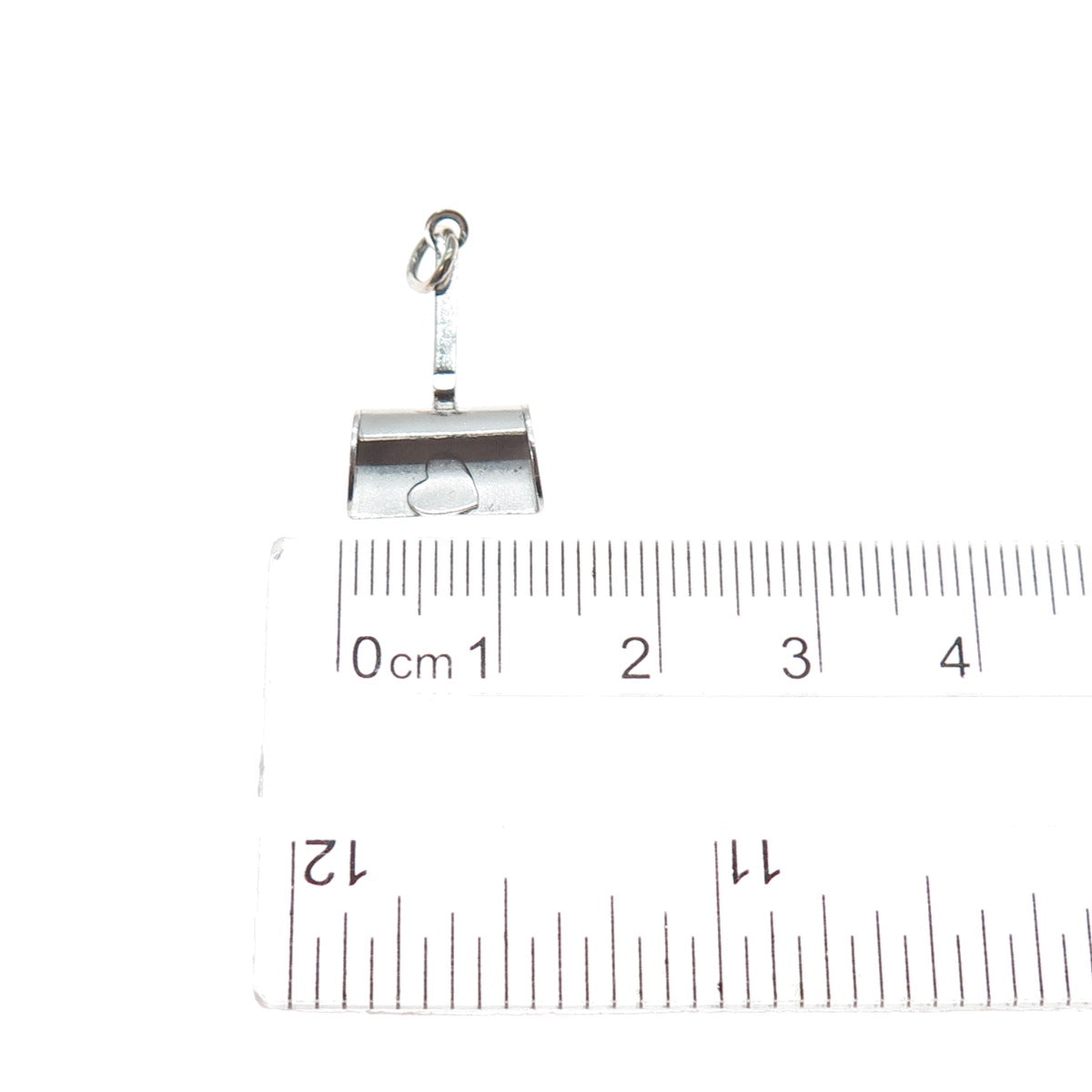 925 Sterling Silver Antique Art Deco Heart Shovel / Scoop Mini Charm Pendant