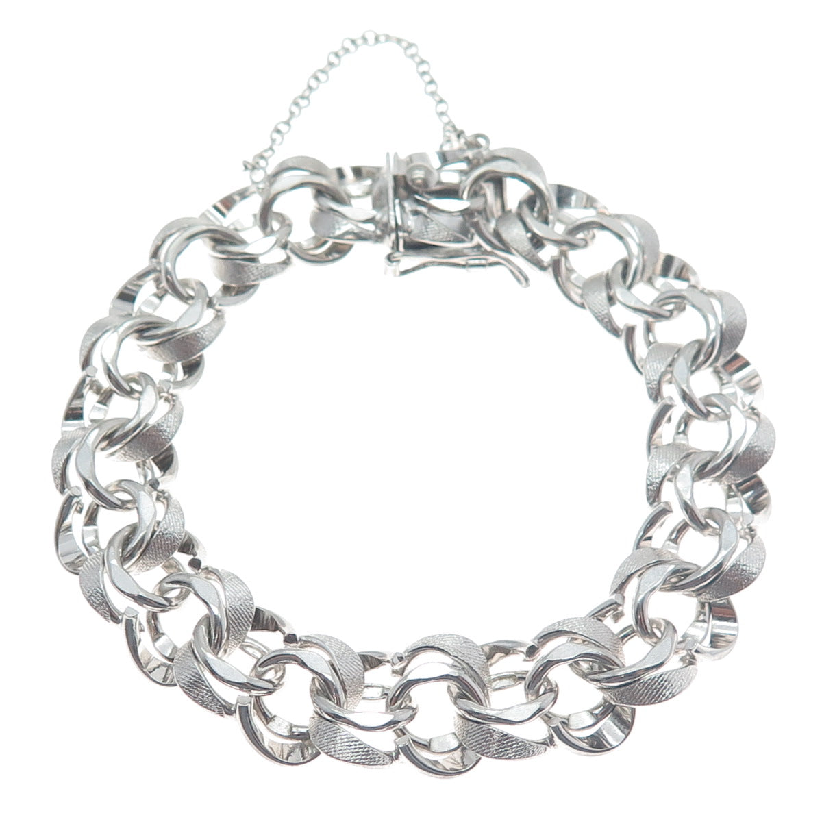 AMERICAN 925 Sterling Silver Antique Art Deco Bismark Link Bracelet 7.25"