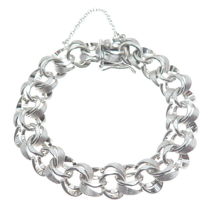 AMERICAN 925 Sterling Silver Antique Art Deco Bismark Link Bracelet 7.25"