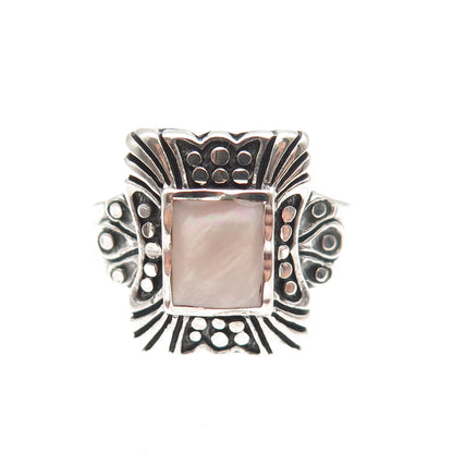 SILVER CLOUD Old Pawn 925 Sterling Vintage Southwestern MOP Ring Size 7.25