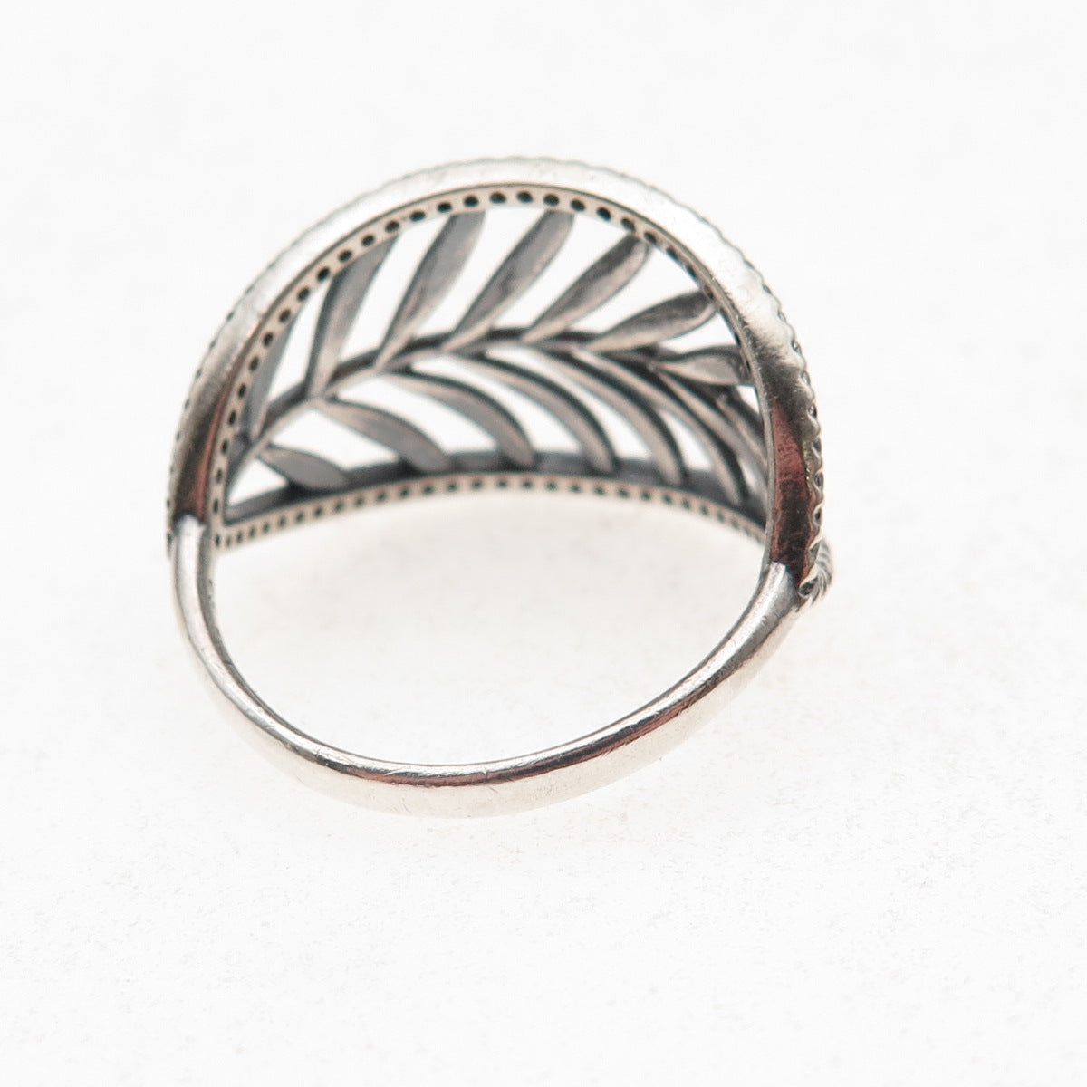 Pandora 925 Sterling Silver Round-Cut C Z Tropical Palm Leaf Ring Size 9.25