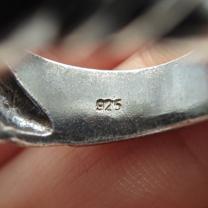 925 Sterling Silver Vintage Ribbed Ring Size 9