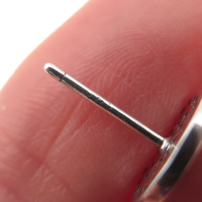 925 Sterling Silver Round-Cut C Z Mercedes Stud Earrings