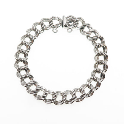 JACOBY BENDER 925 Sterling Silver Vintage Double Curb Link Bracelet 6.75"