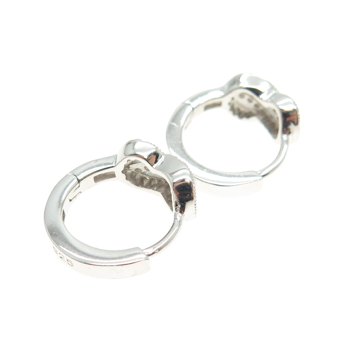 925 Sterling Silver Round-Cut C Z Infinity Twisted Hoop Earrings