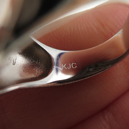 925 Sterling Silver Real Round-Cut Black Spinel Dome Ring Size 7.25