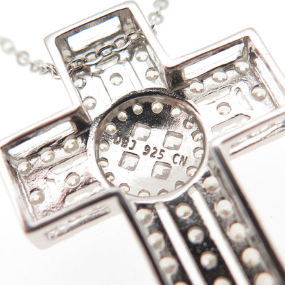 DBJ Dee Berkle 925 Sterling Silver C Z Cross Cable Chain Necklace 16-18"