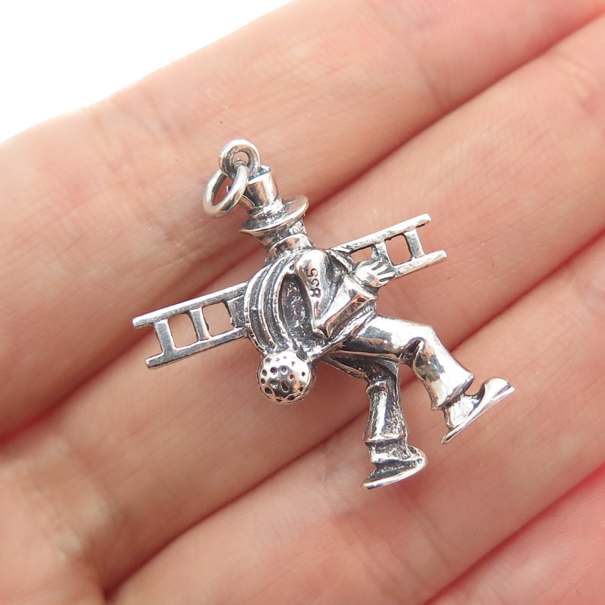 835 Silver Vintage European Chimney Sweep Oxidized Charm Pendant