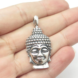 925 Sterling Silver Vintage Buddha Face Pendant
