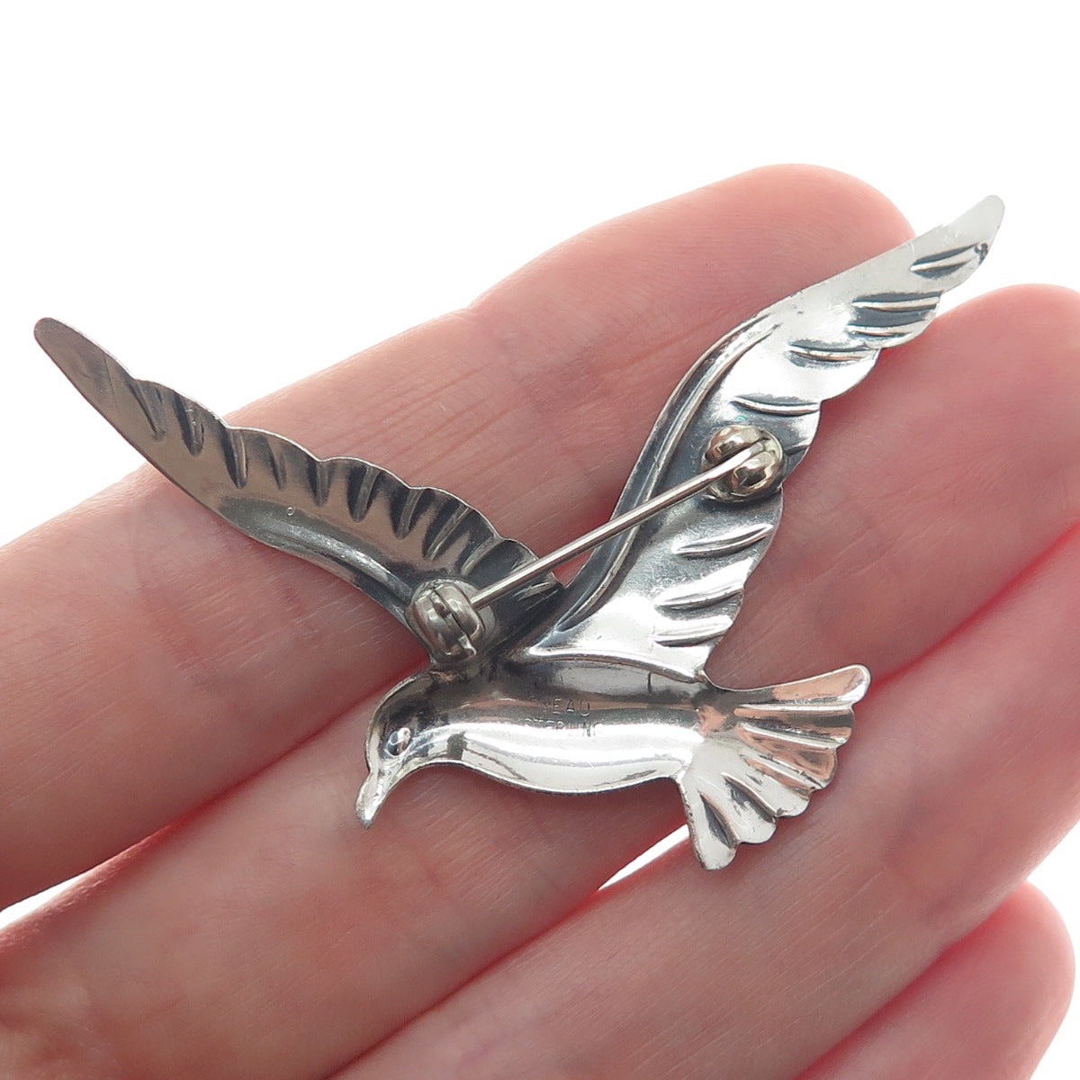 BEAU 925 Sterling Silver Vintage Seagull Bird Pin Brooch
