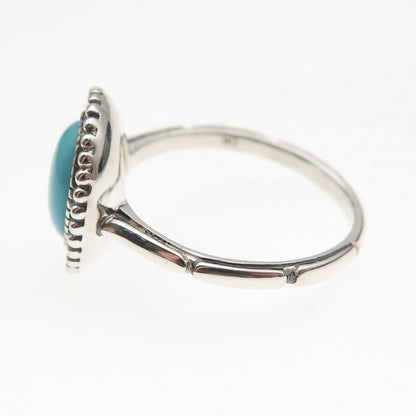 925 Sterling Silver Real Tyrone Turquoise Floral Oxidized Ring Size 8