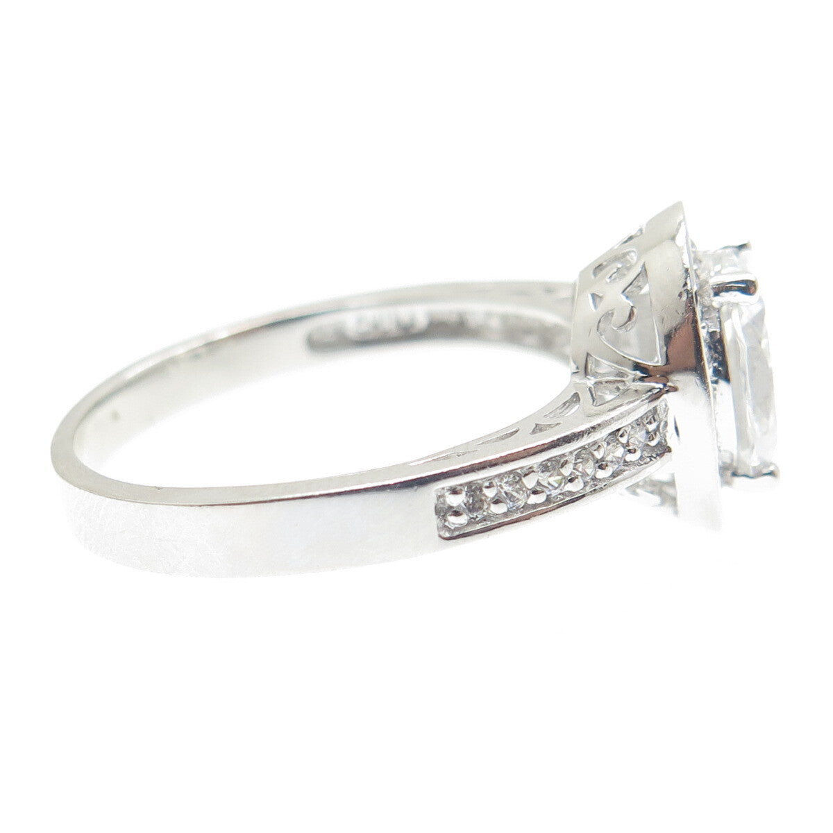 925 Sterling Silver Oval & Round-Cut C Z Promise Ring Size 10.25