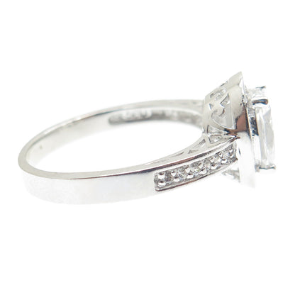 925 Sterling Silver Oval & Round-Cut C Z Promise Ring Size 10.25