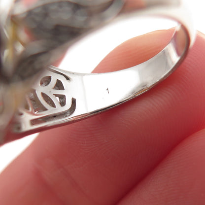 925 Sterling Silver Oval-Cut Canary & Round-Cut White C Z Ring Size 7.25