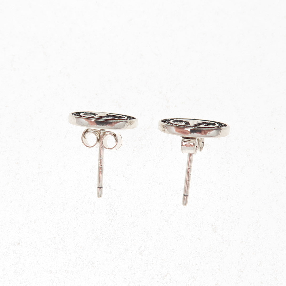 925 Sterling Silver Round-Cut C Z Mercedes-Benz Stud Earrings
