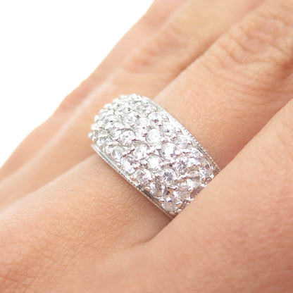 925 Sterling Silver Round-Cut C Z Cluster Ring Size 7
