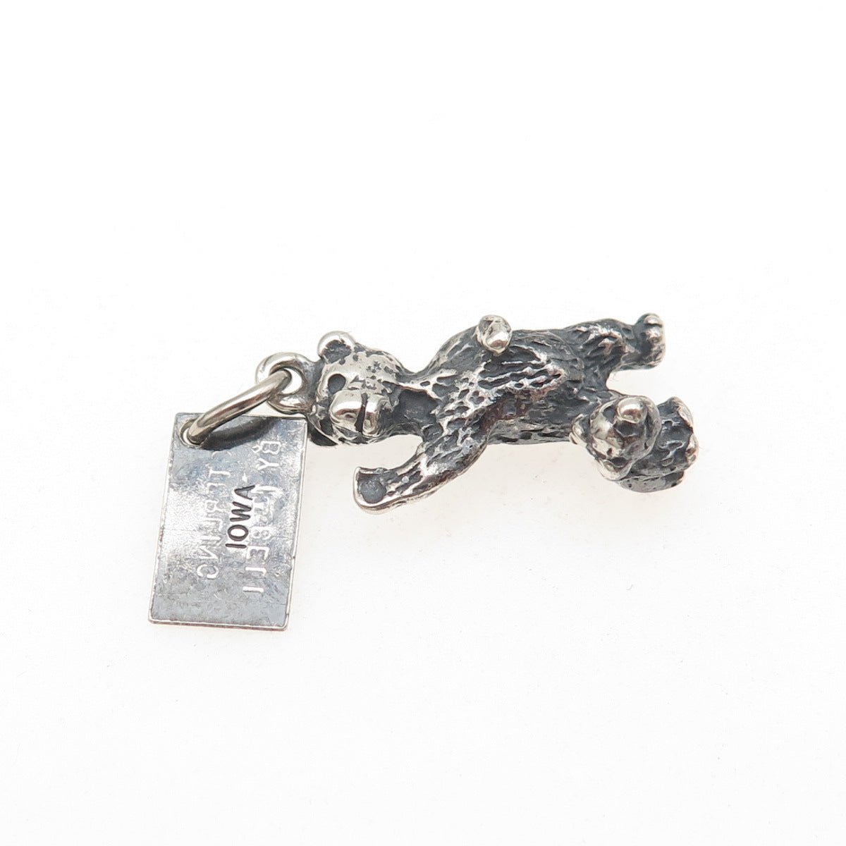 Bell Trading Post 925 Sterling Silver Vintage Bear Iowa Oxidized Mini Pendant