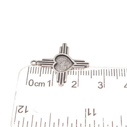 Sunwest 925 Sterling Silver Vintage Heart Cross Oxidized Charm Pendant
