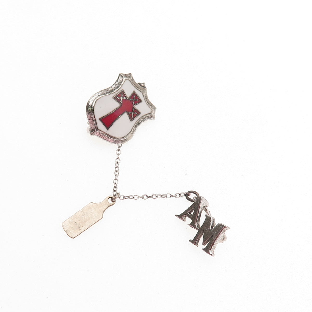 925 Sterling Silver Antique Art Deco Enamel Masonic Order of the Red Cross Pin