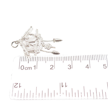 800 Silver Vintage European Cuckoo Clock Mini Charm Pendant