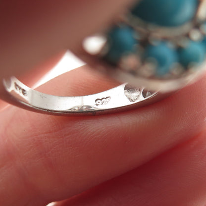 Chuck Clemency 925 Sterling Silver Real Turquoise Apatite & Topaz Ring Size 8.25