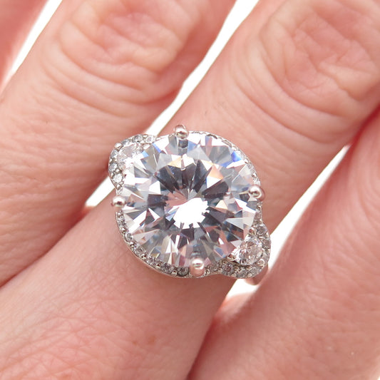 925 Sterling Silver Round-Cut C Z Engagement Ring Size 6