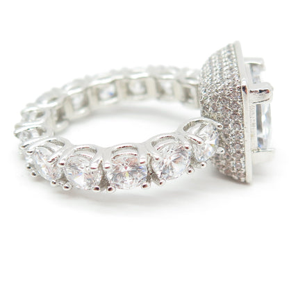 925 Sterling Silver Princess & Round-Cut Shaped C Z Ring Size 6.25