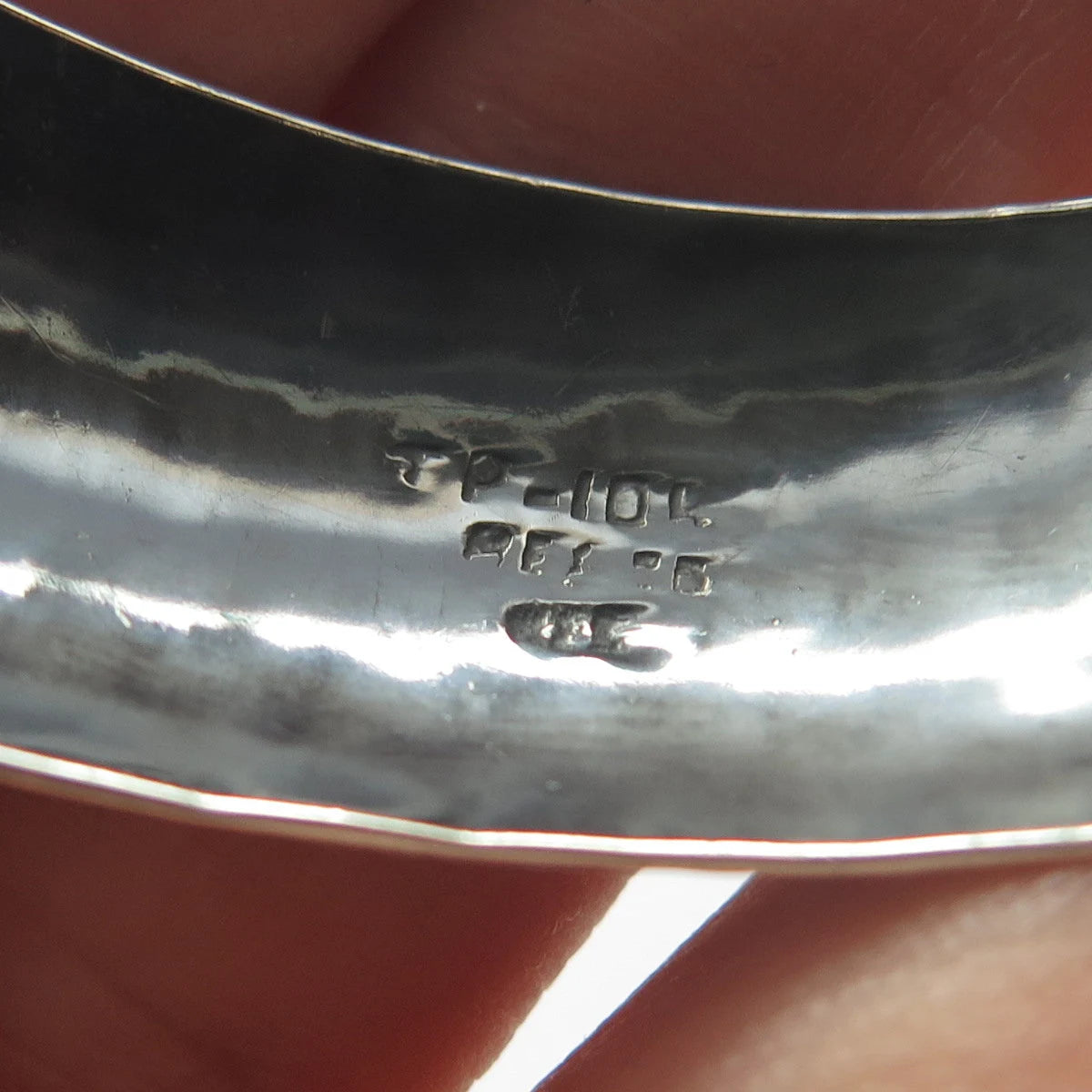 925 Sterling Silver Vintage Mexico Hammered Finish Adjustable Cuff Bracelet 6.5"