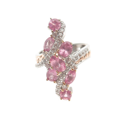 MICHAEL VALITUTTI Gems En Vogue 925 Sterling White & Pink Topaz Ring Size 7.25