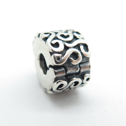 PANDORA 925 Sterling Silver Swirl Clip Bead Charm