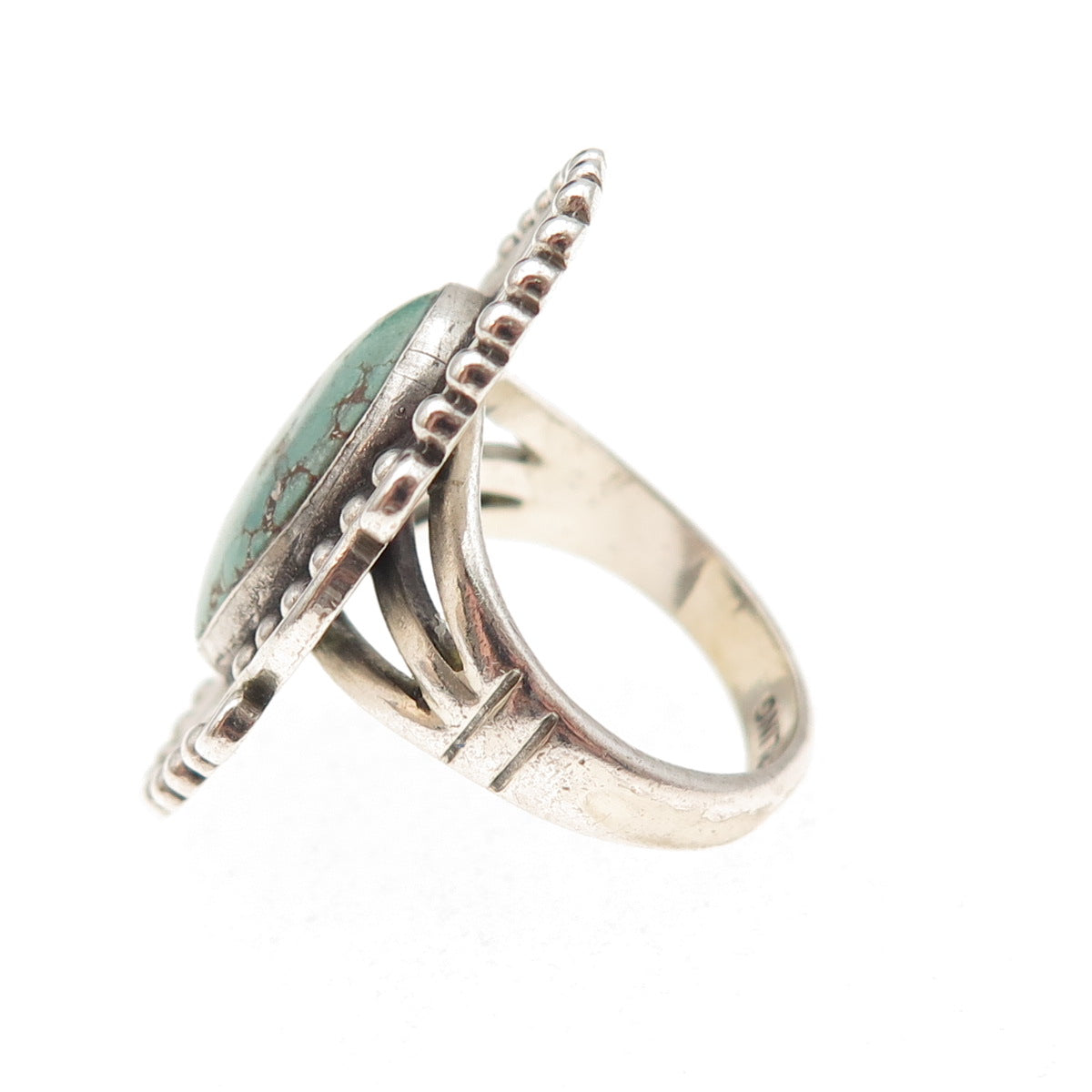 Old Pawn Sterling Silver Vintage Southwestern Tyrone Turquoise Ring Size 5