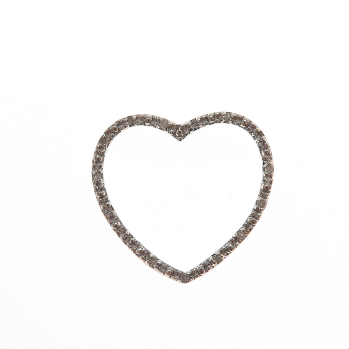 CHARLES WINSTON 925 Sterling Silver Real Round-Cut Diamond Heart Slide Pendant