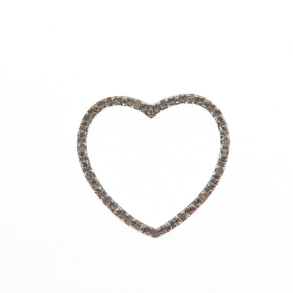 CHARLES WINSTON 925 Sterling Silver Real Round-Cut Diamond Heart Slide Pendant
