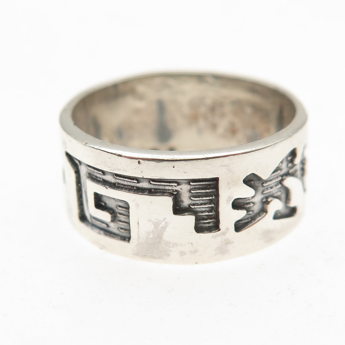 925 Sterling Silver Vintage Southwestern Kokopelli Oxidized Band Ring Size 8.25