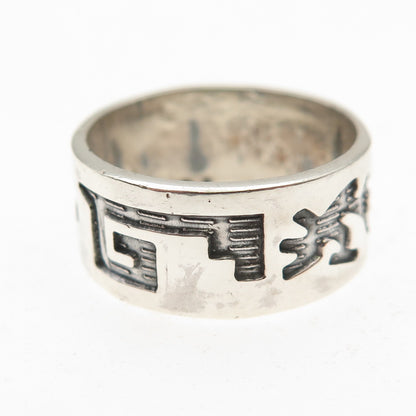 925 Sterling Silver Vintage Southwestern Kokopelli Oxidized Band Ring Size 8.25