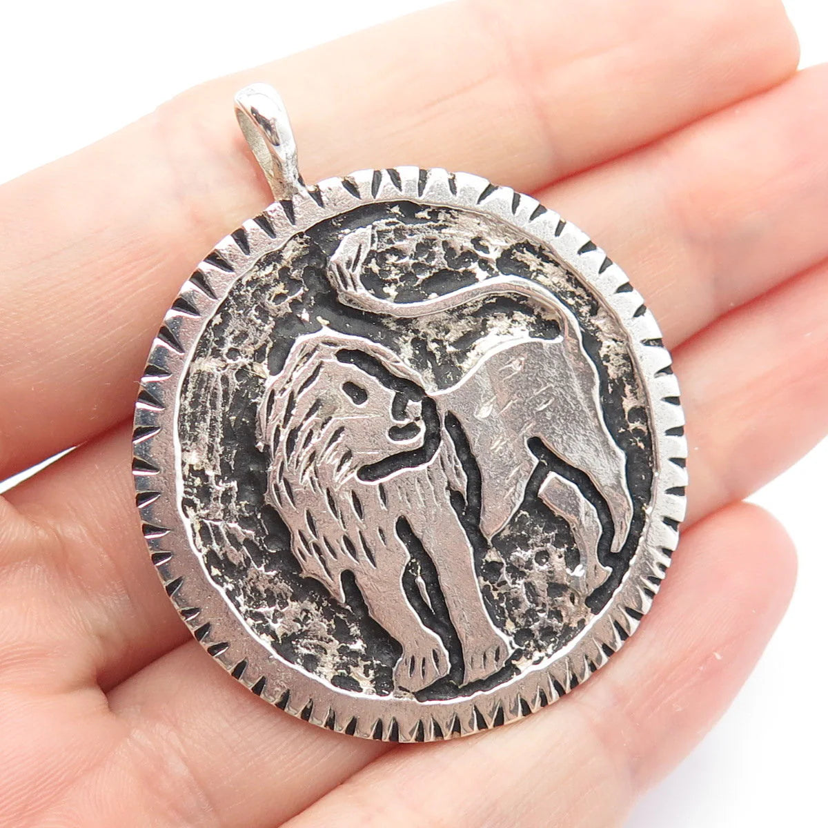 925 Sterling Silver Vintage Lion / Leo Zodiac Sign Pendant
