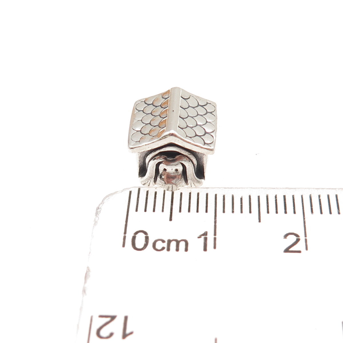 Pandora 925 Sterling Silver Red Enamel Heart Dog House Slide Bead Charm
