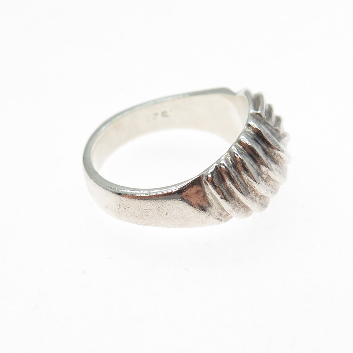 925 Sterling Silver Vintage Modernist Yin Yang Oxidized Ring Size 6.25