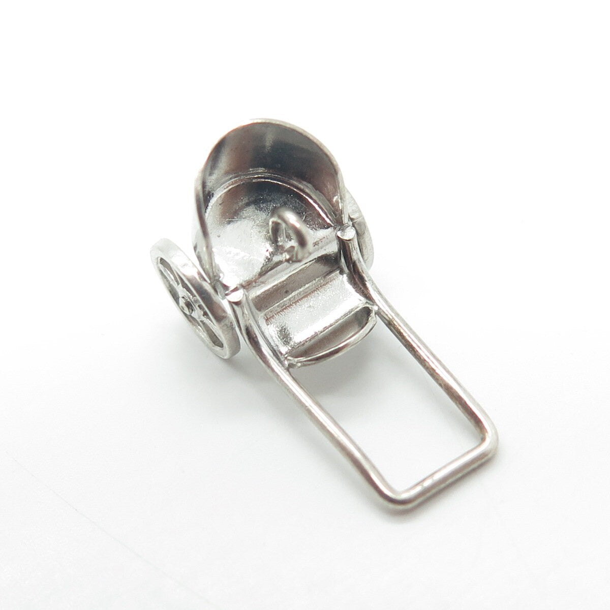 925 Sterling Silver Antique Art Deco Wheeled Cart Moveable 3D Charm Pendant