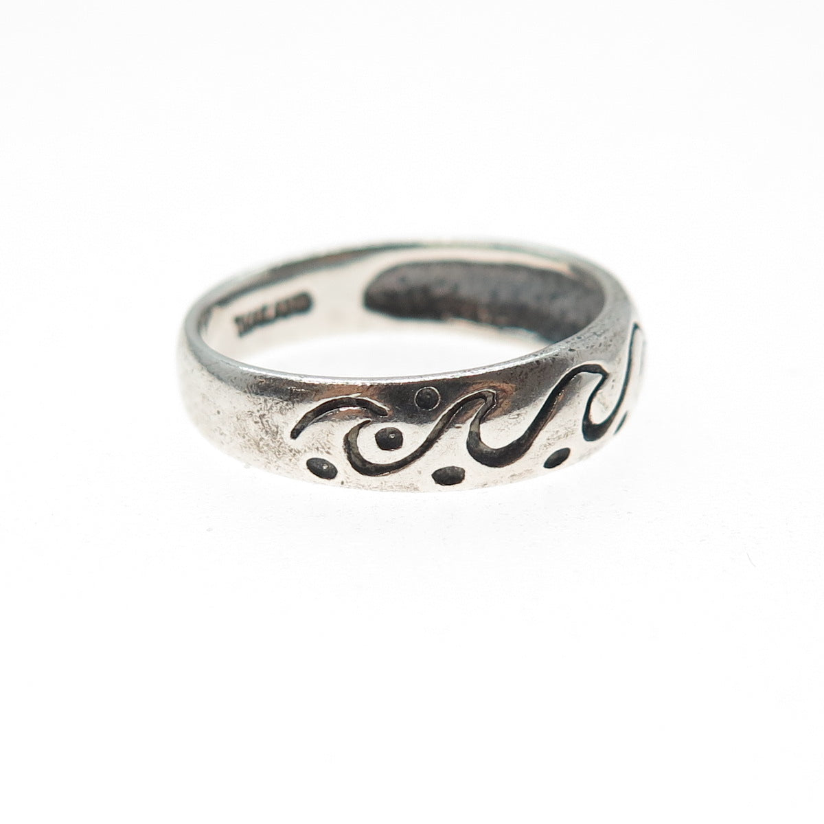 CHAPAL ZENRAY 925 Sterling Silver Vintage Wave Oxidized Band Ring Size 7.25