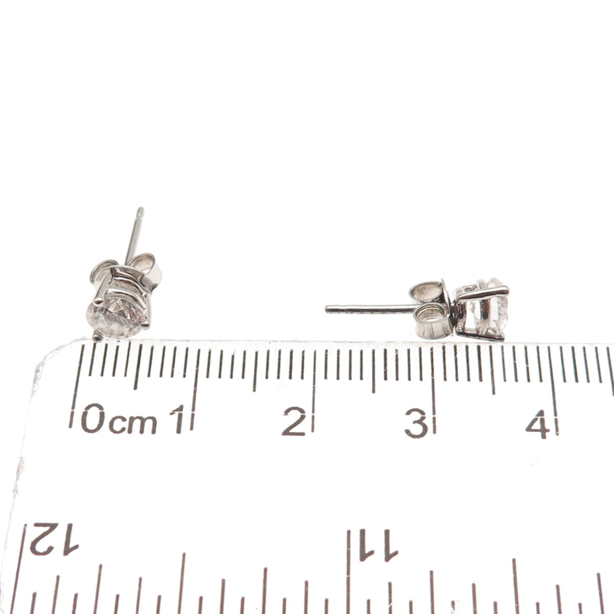 925 Sterling Silver Round-Cut C Z Stud Earrings