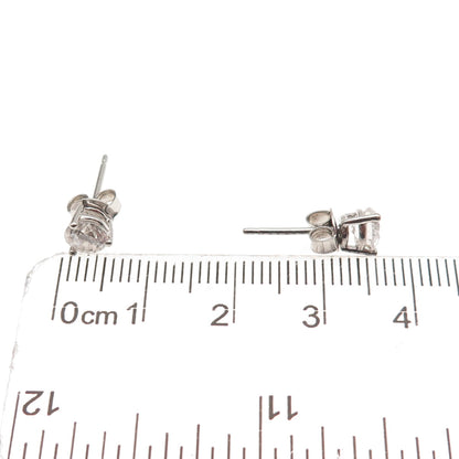 925 Sterling Silver Round-Cut C Z Stud Earrings