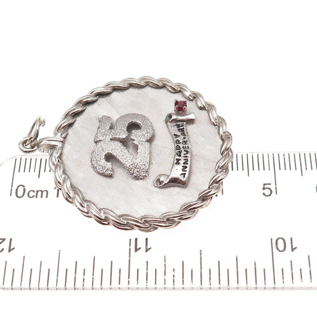 Mark Mercy 925 Sterling Silver Vintage Rhinestone 25th Anniversary Charm Pendant