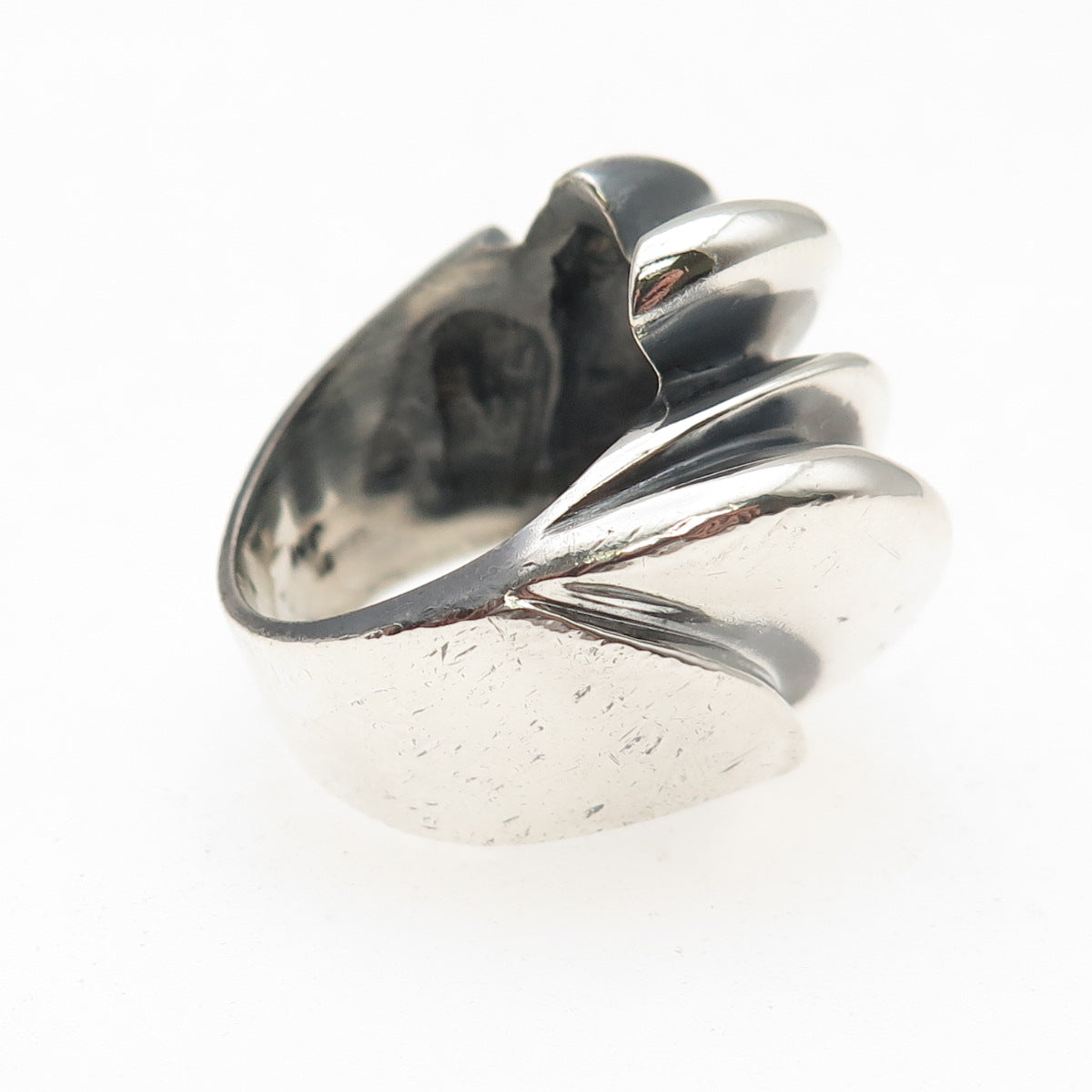 Joseph Masaniello Sterling Silver Vintage Modernist Ribbed Oxidized Ring Size 6