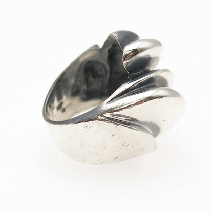 Joseph Masaniello Sterling Silver Vintage Modernist Ribbed Oxidized Ring Size 6