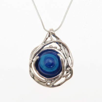 Hagit Gorali 925 Sterling Silver Vintage Murano Glass Snake Chain Necklace 18"