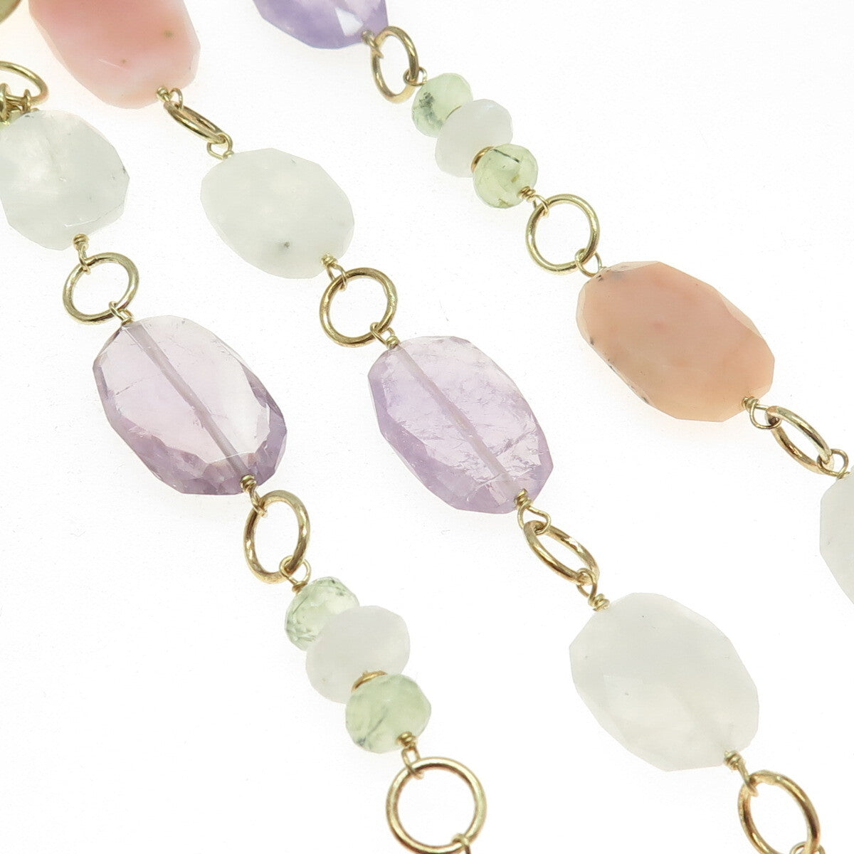 RARITIES 925 Sterling Silver Gold Plated Quartz Amethyst Moonstone Necklace 36"