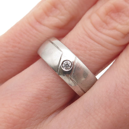 Cilor 925 Sterling Silver Round-Cut C Z Band Ring Size 6